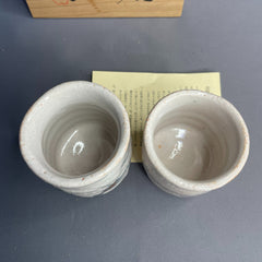 Japanese Shino Yunomi Pair – Handmade Tea Cups by Shuzan Kiln