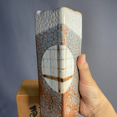 Japanese Shino Square Vase – Handmade by Yasumoto Sato