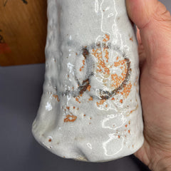 Twin-Handled Japanese Shino Vase – Handmade Ceramic Flower Vessel