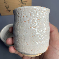 Japanese Shino Yunomi Pair – Handmade Tea Cups by Shuzan Kiln