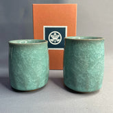 Japanese Celadon Yunomi Pair – Kiyomizu Ware by Kikkichi
