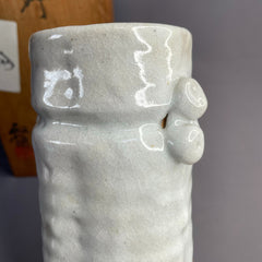 Twin-Handled Japanese Shino Vase – Handmade Ceramic Flower Vessel