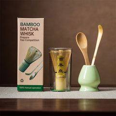 4-Piece Bamboo Matcha Whisk Set