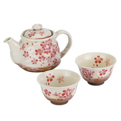 Japanese Mino Yaki Sakura Ceramic Teapot Set