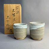 Japanese Hagi Yunomi Pair – Handmade Tea Cups by Zuho Ohno