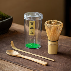 Bamboo Matcha Whisk & Ceramic Holder Set